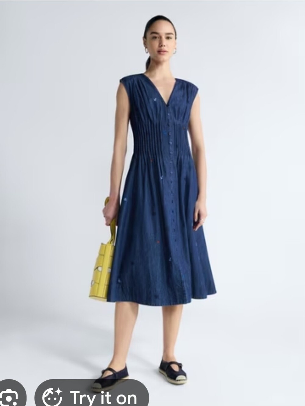 Free Assembly Navy Button-Front Midi Dress - Women